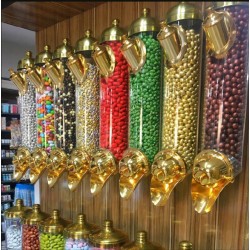Dirsekli Draje & Kahve Silosu, Pleksi, Kapasite 3,5 kg, 12x50 cm, Gold - Konya Mika